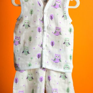 Mini owl print-Sleeve less set